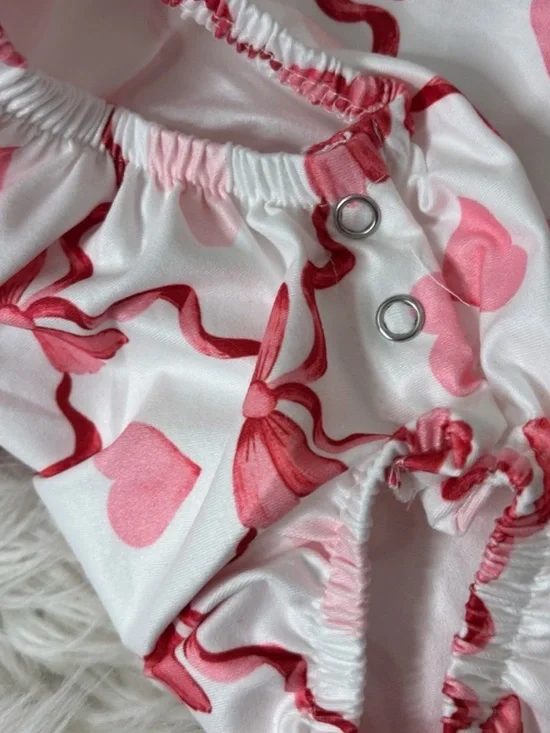 Rylee + Cru Pink Heart & Bow Smocked Baby One-Piece - Picture 8 of 8